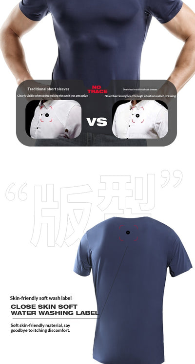 Playera Blanca Hombre Ice Silk Sin Costuras - Manga Corta Verano - Image 14