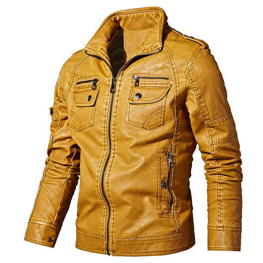 Chaqueta de Motociclista Casual de Invierno con Forro Polar para Hombre