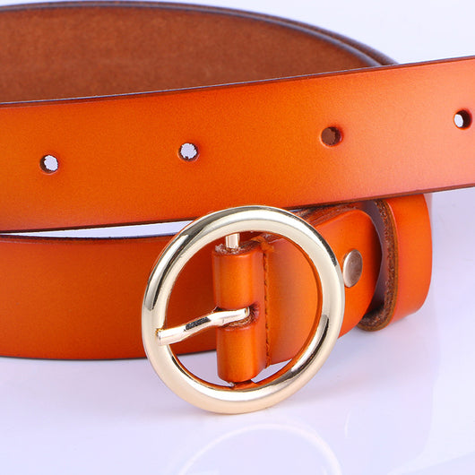 Cinturón de Cuero Retro para Mujer con Hebilla Redonda - Versátil y Elegante - Image 4