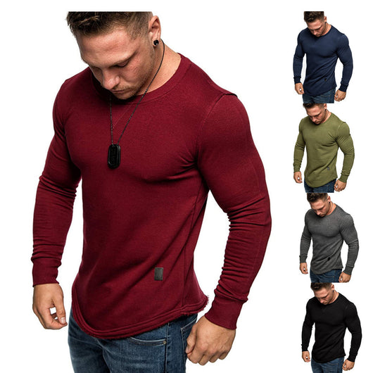 Suéter Clásico de Cuello Redondo para Hombre en Colores Sólidos - Image 19