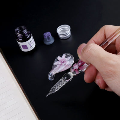 Set de Pluma Sumergible con Flor de Cristal Elegante