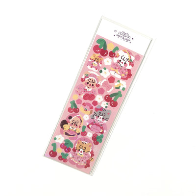 Korean style cartoon animal angel stickers with clouds and architectural elements on a blue sheet. - Image 12