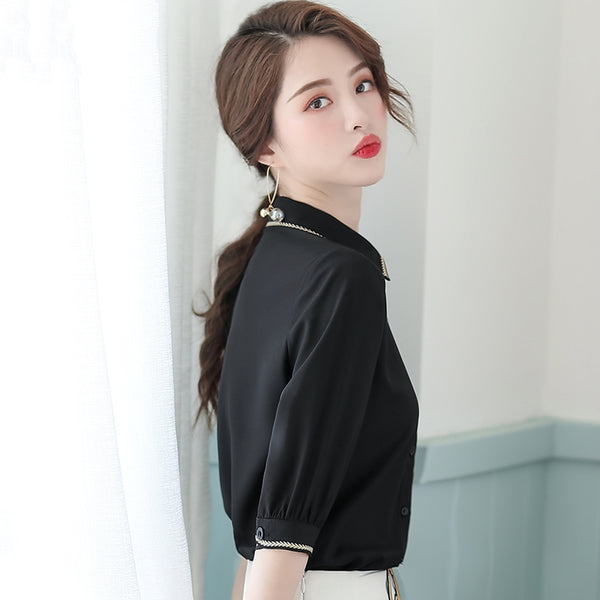 Blusa Corta de Gasa con Moño para Verano