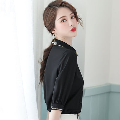 Blusa Corta de Gasa con Moño para Verano
