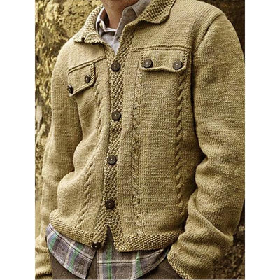 Cardigan Tejido de Cuello Solapa Ajustado de Botón Simple - Image 9