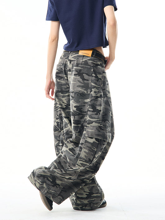 Overol Ancho Camuflaje Retro para Mujer - Pantalón Suelto y Casual - Image 23