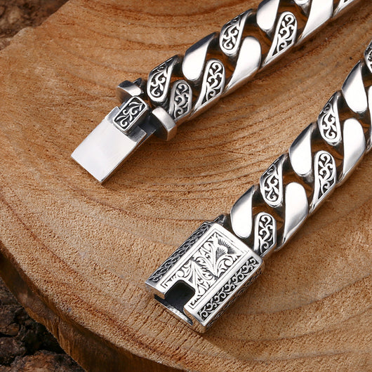 Pulsera de Plata 925 Patrón Tangcao Eslabón Cubano Grueso para Hombre - Image 4