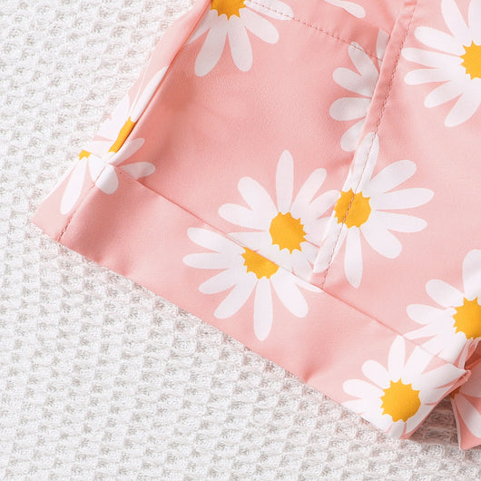 Conjunto Infantil de Shorts Estampados con Cinturón y Top Halter de Color Liso - Image 14