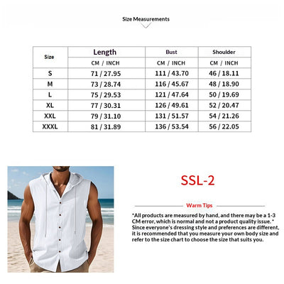 Camisa sin Mangas de Lino con Capucha para Hombre - Image 10