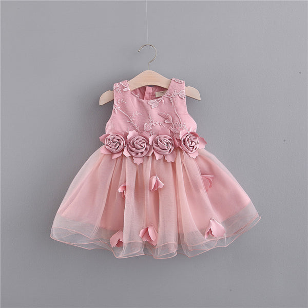 Vestido Infantil con Bordado Tridimensional para Niña