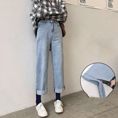 Jeans Rectos de Cintura Alta con Drapeado Suelto - Primavera Otoño - Image 23