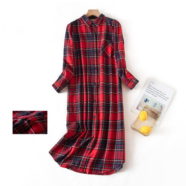 Pijama Largo Mujer con Cuello de Hilo y Extensión