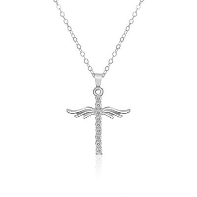 Collar Colgante Alas de Ángel con Cruz para Mujer - Acero Inoxidable - Image 6