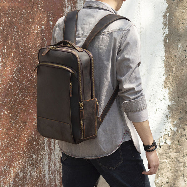 Mochila de Cuero Vintage Simplicity para Hombre