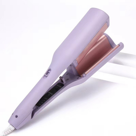 Lavender hair waver with rose gold corrugated plates for creating small curls or waves, shown on a white background. - Image 2