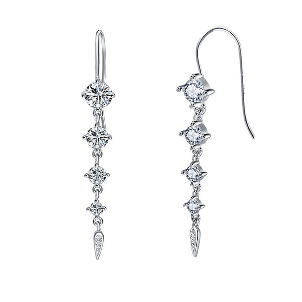 Aretes de Diamante y Plata Esterlina - Diseño Minimalista en Oro Blanco