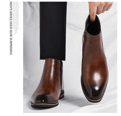 Botas Altas Retro de Cuero para Hombre - Estilo Formal Clásico - Image 9