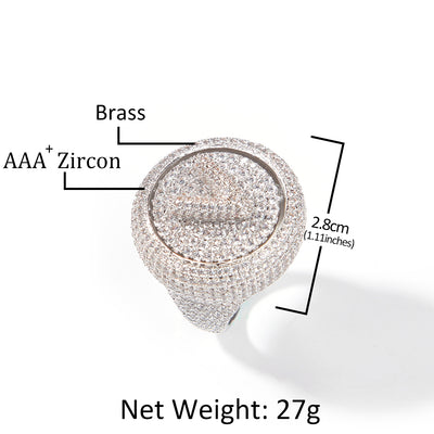 Anillo Hip Hop Giratorio con Letras DIY y Zircones - Image 7