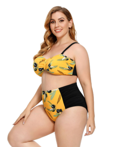 Traje de Baño Bikini Talla Grande con Estampado Floral y Diseño Fruncido - Image 11