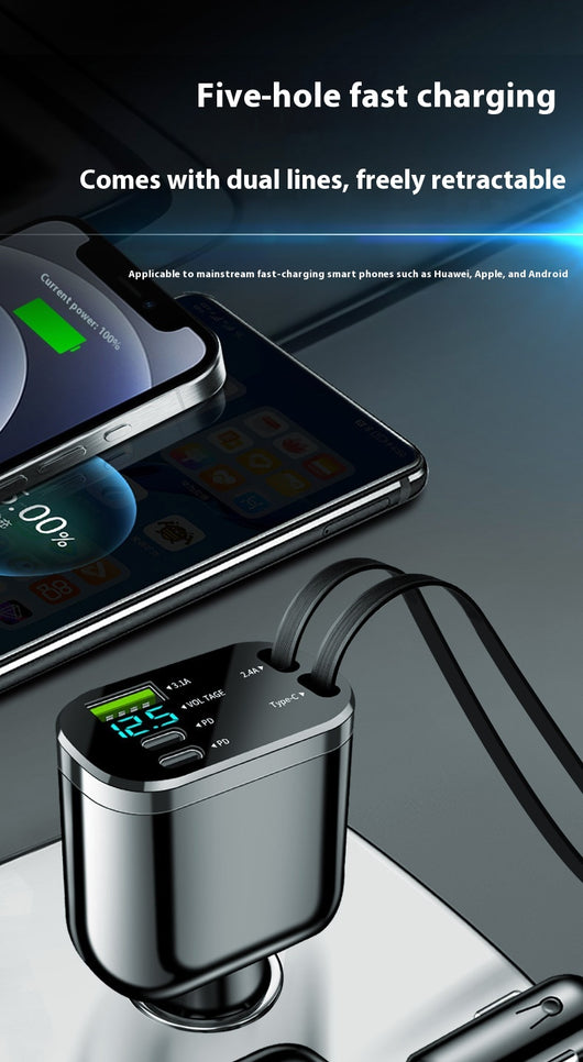 Cargador de Auto Encendedor Doble con Cable Flexible Plegable - Image 10