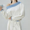 Conjunto de Sudadera y Pantalón Ancho a Rayas Azul y Blanco