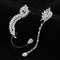 Zircon Inlaid Stud Earrings Full Of Diamond Feather Asymmetrical Earrings Plateado