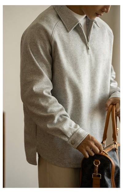 Suéter con Cierre Medio y Cuello Solapa para Hombre - Primavera Otoño - Image 24