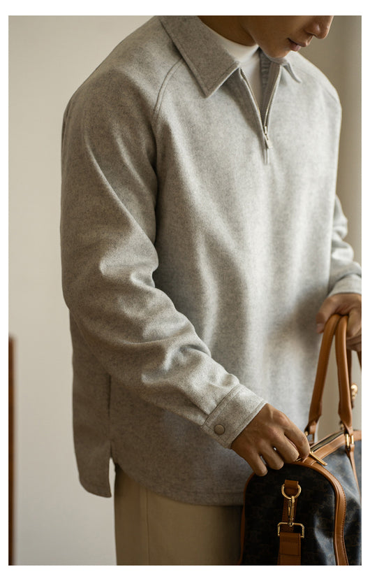 Suéter con Cierre Medio y Cuello Solapa para Hombre - Primavera Otoño - Image 24