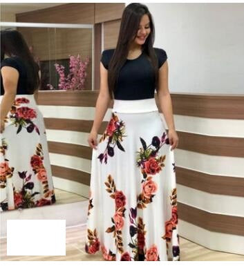 Vestido Largo Estampado Floral con Combinación de Colores Estilo Europeo y Americano - Image 12