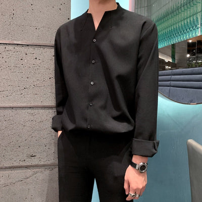 Camisa Slim Fit con Cuello Mao - Manga Larga Elegante para Hombre - Image 2