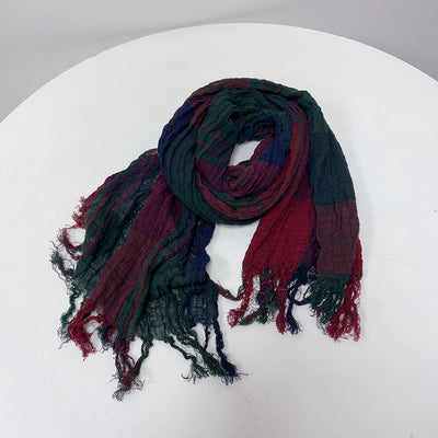 Pañuelo de Algodón y Lino a Cuadros - Chal Suave para el Cuello - Image 19