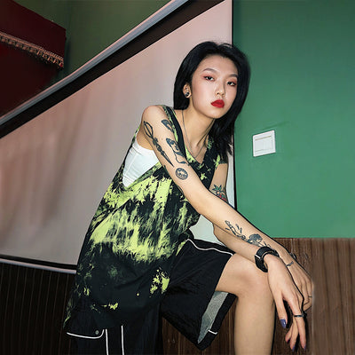 Playera sin mangas estampado tie-dye hip-hop - Image 12