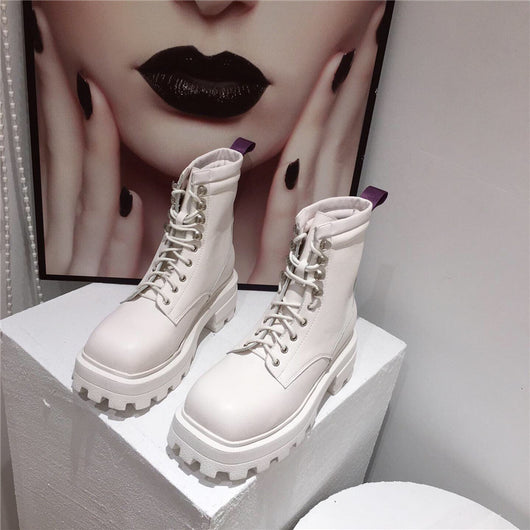 Botas Cortas con Plataforma y Cordones - Tacón Medio para Mujer - Image 14