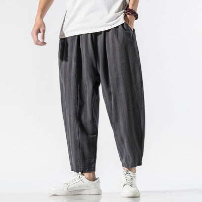 Pantalones Harem Hombre con Rayas de Contraste Tendencia Japonesa - Image 6