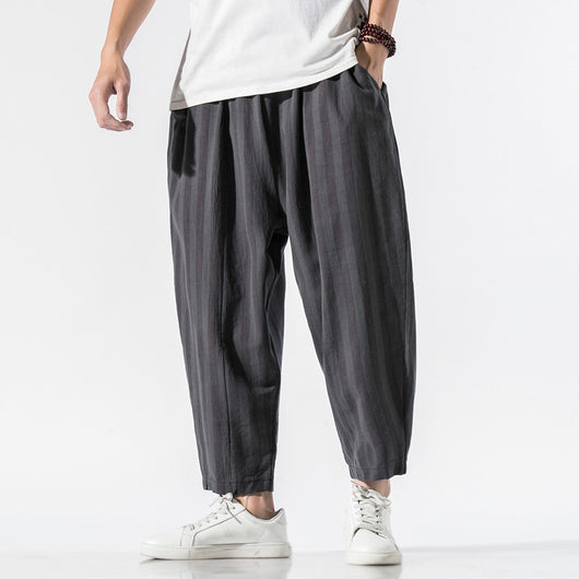 Pantalones Harem Hombre con Rayas de Contraste Tendencia Japonesa - Image 6