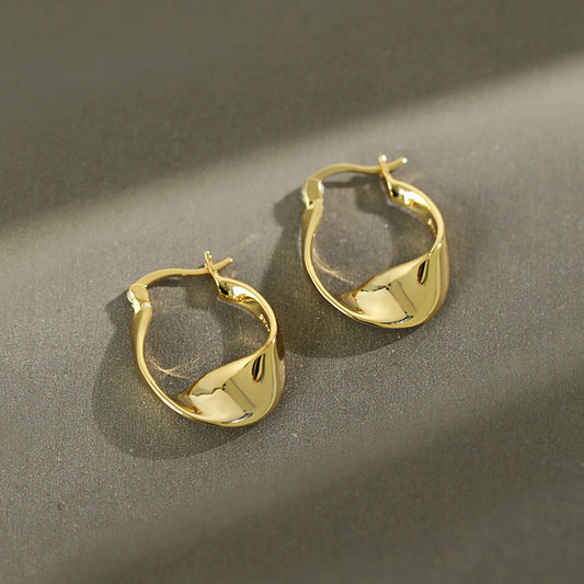 Aretes de plata esterlina con diseño retorcido y acabado brillante
