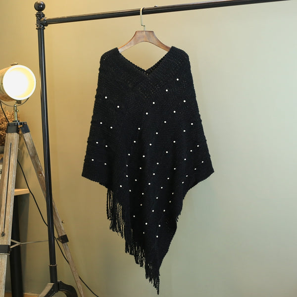 Blusa Cape con Mangas Murciélago y Detalles de Cuentas - Image 8
