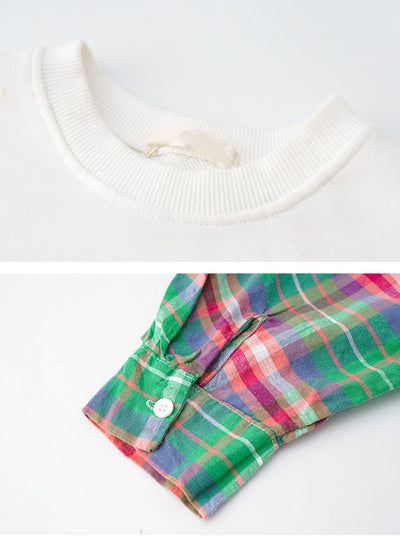 Suéter Coreano Estilo Cuadros con Diseño Superpuesto Falso Dos Piezas - Image 9