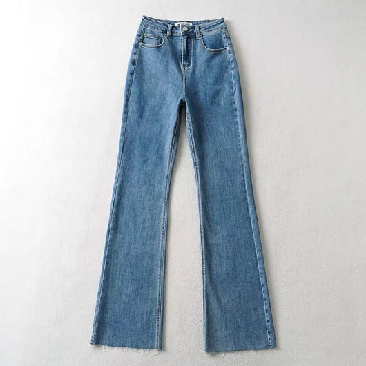 Pantalones Flare Cintura Alta con Borde Crudo - Moda Trendy para Mujer - Image 13