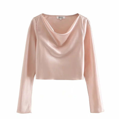 Conjunto Casual: Blusa Manga Larga + Falda de Satén - Image 4