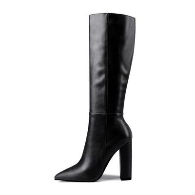 Botas Altas de Tacón Grueso Punta Afilada para Otoño e Invierno - Image 38