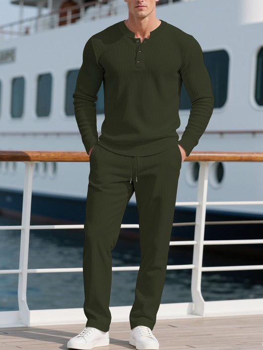 Conjunto de Pantalón y Camisa Casual de Manga Larga en Colores Sólidos - Image 16