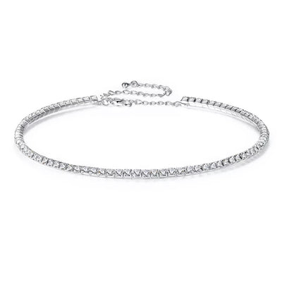 Collar Corto Choker de Cristal Dorado y Plateado para Mujer - Image 6