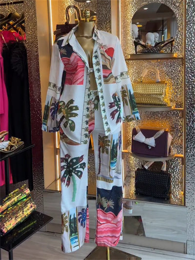 Conjunto de 3 Piezas: Blusa Estampada Manga Larga, Bralette y Pantalón Ancho - Image 20