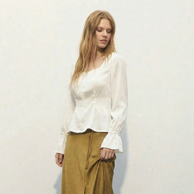 Blusa Cuello U con Mangas Abullonadas - Image 2