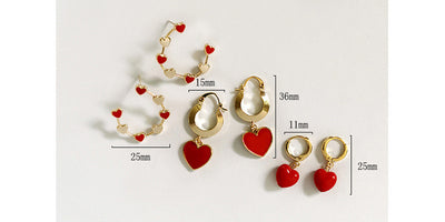 Aretes personalizados en forma de C con esmalte Love - Image 3