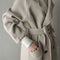 Abrigo de Lana Reversible Midi con Cintura Definida