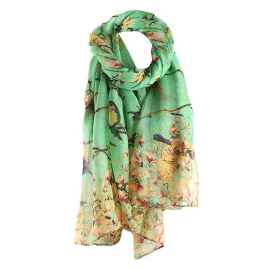 Pañuelo Estampado con Diseño de Ramas y Pájaros - Image 15