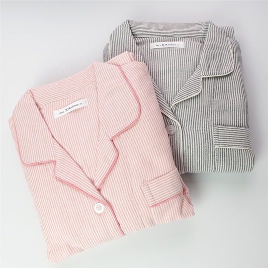 Pijama de Algodón Grueso para Mujer - Diseño a Rayas Primavera Otoño - Image 2