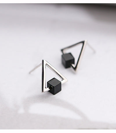 Aros Triangulares Geométricos en Plata S925 Negro - Image 4